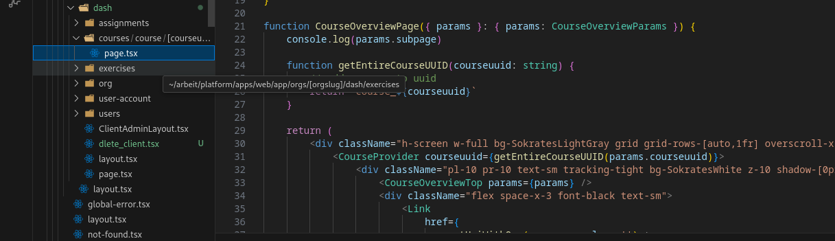 Course edit page file location